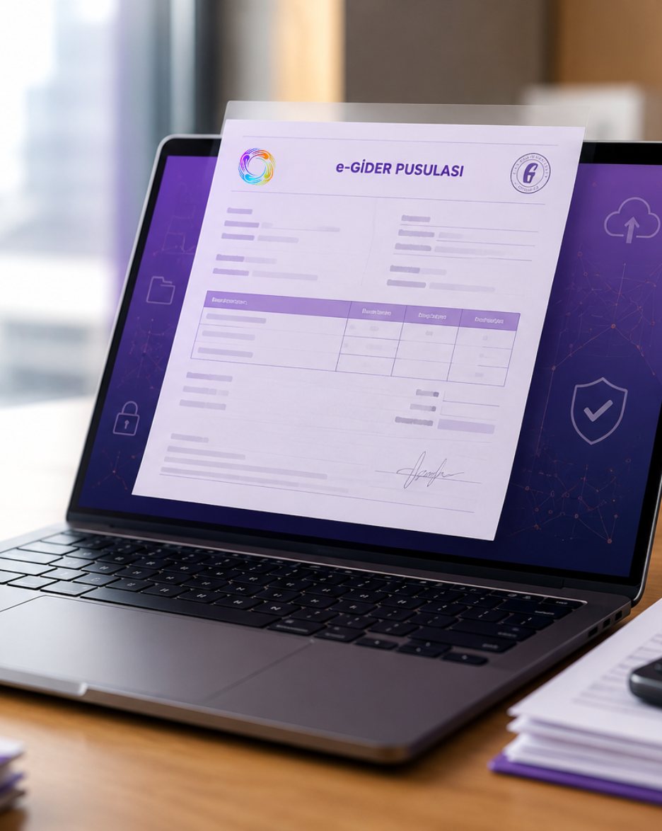 Laptop ekranında DGN e-Gider Pusulası belgesi